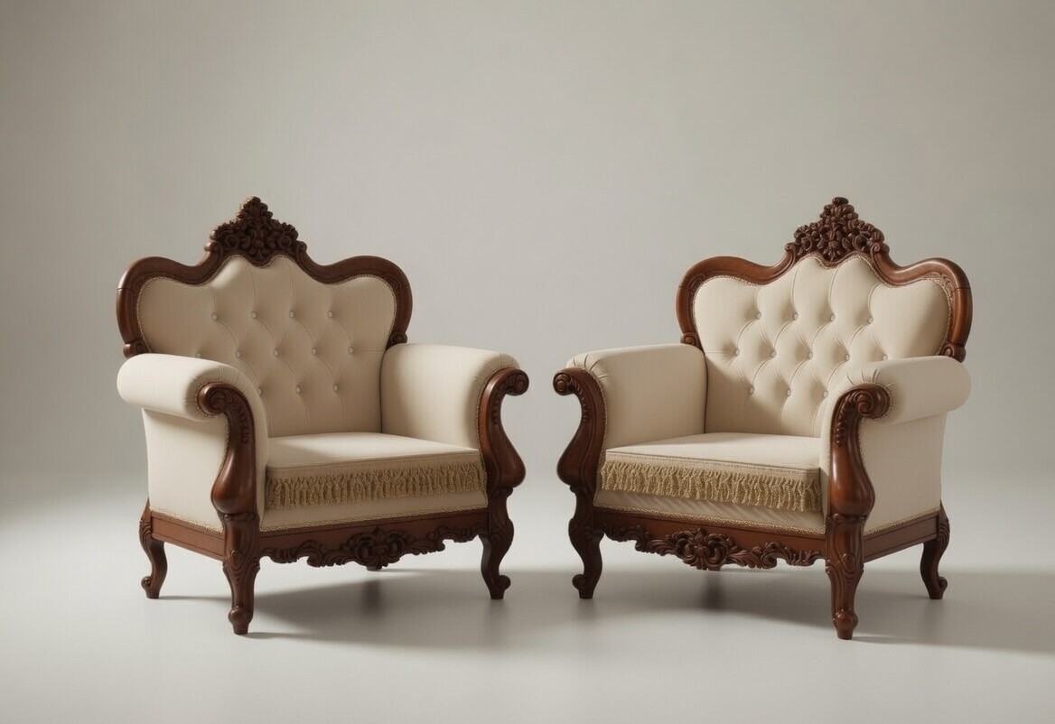 Luxury Handmade Teak Wood Sofa Set | Antique Rococo Vintage Furniture — handmade handcrafted