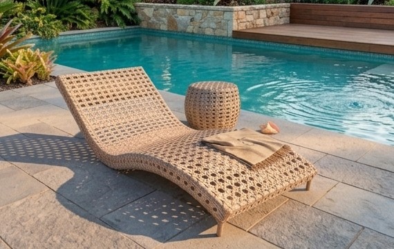 Wicker Beach Chair and Side Table Set | Bespoke Outdoor Lounger Furniture photo 9