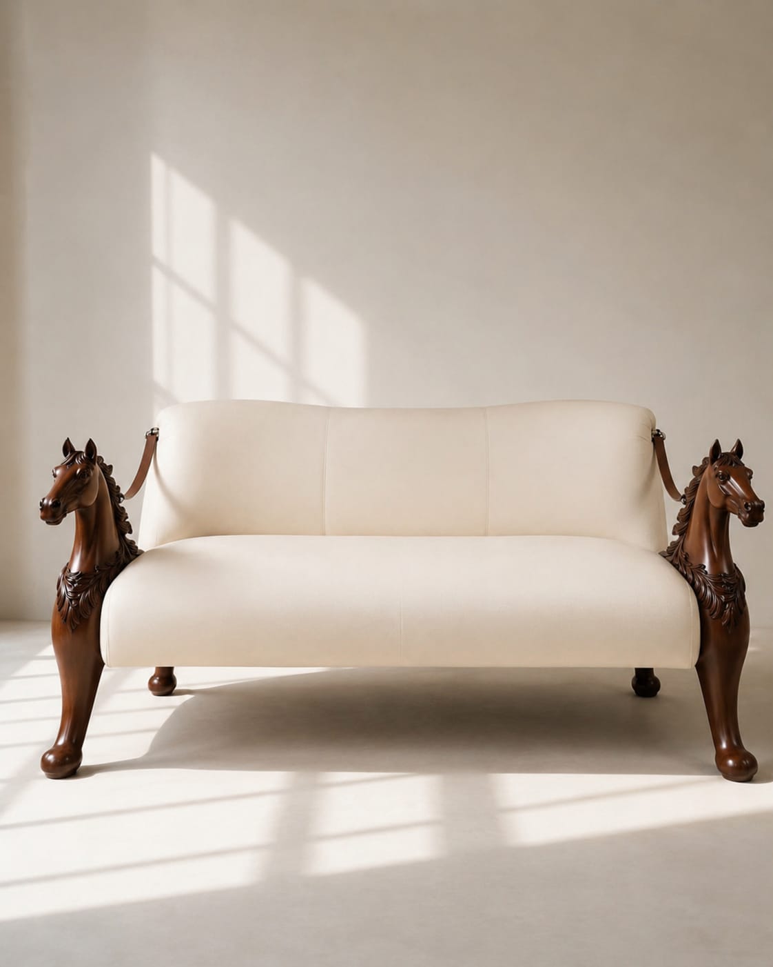 Hand Carved Horse Sofa | Vintage Antique Living Room Furniture | Classic Home Decor