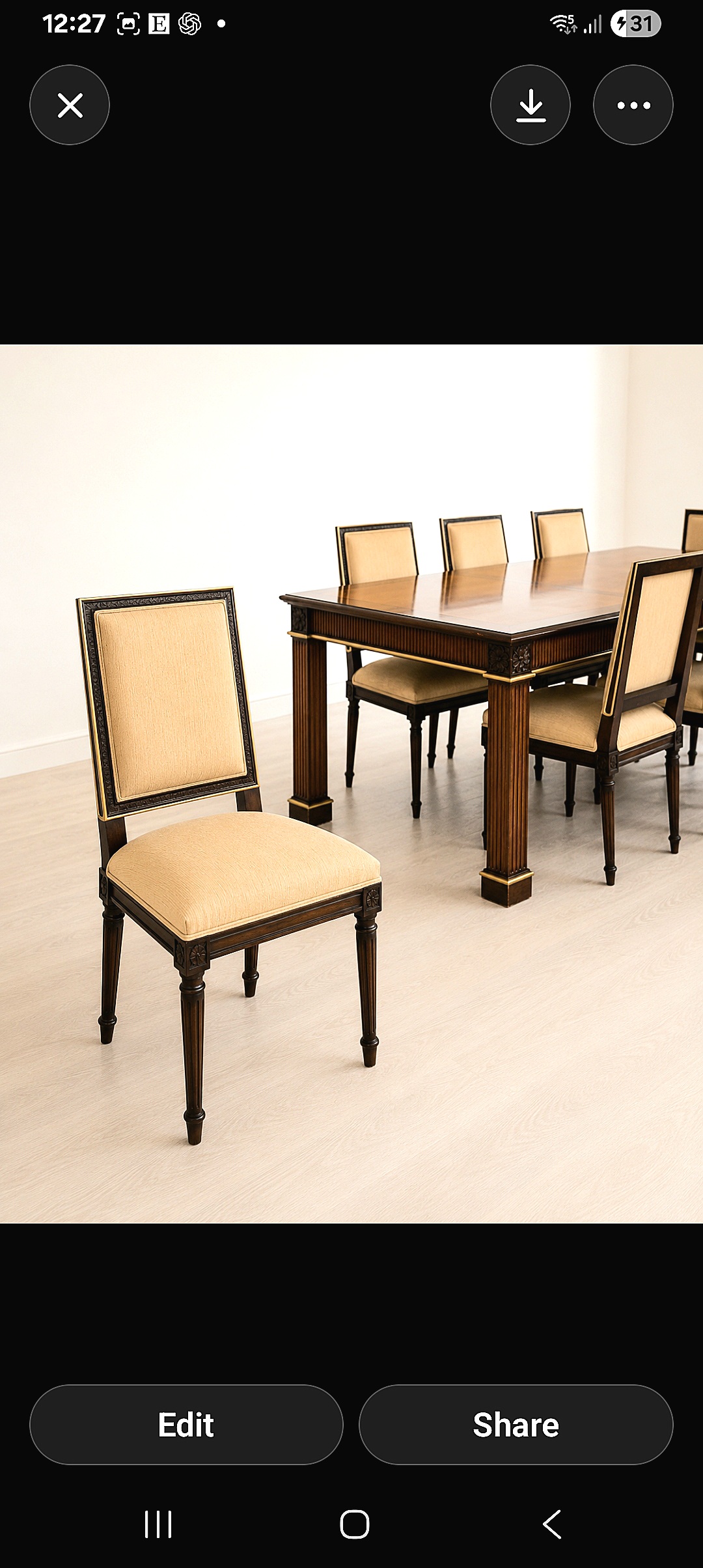 Hand-Carved Teak Wood Dining Table Set, Luxury Solid Wood Furniture, Custom Seating Options photo 4