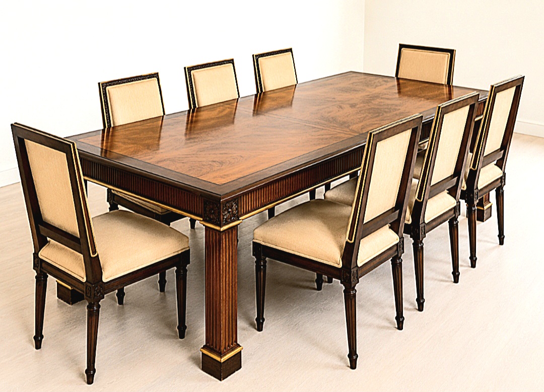 Hand-Carved Teak Wood Dining Table Set, Luxury Solid Wood Furniture, Custom Seating Options photo 3