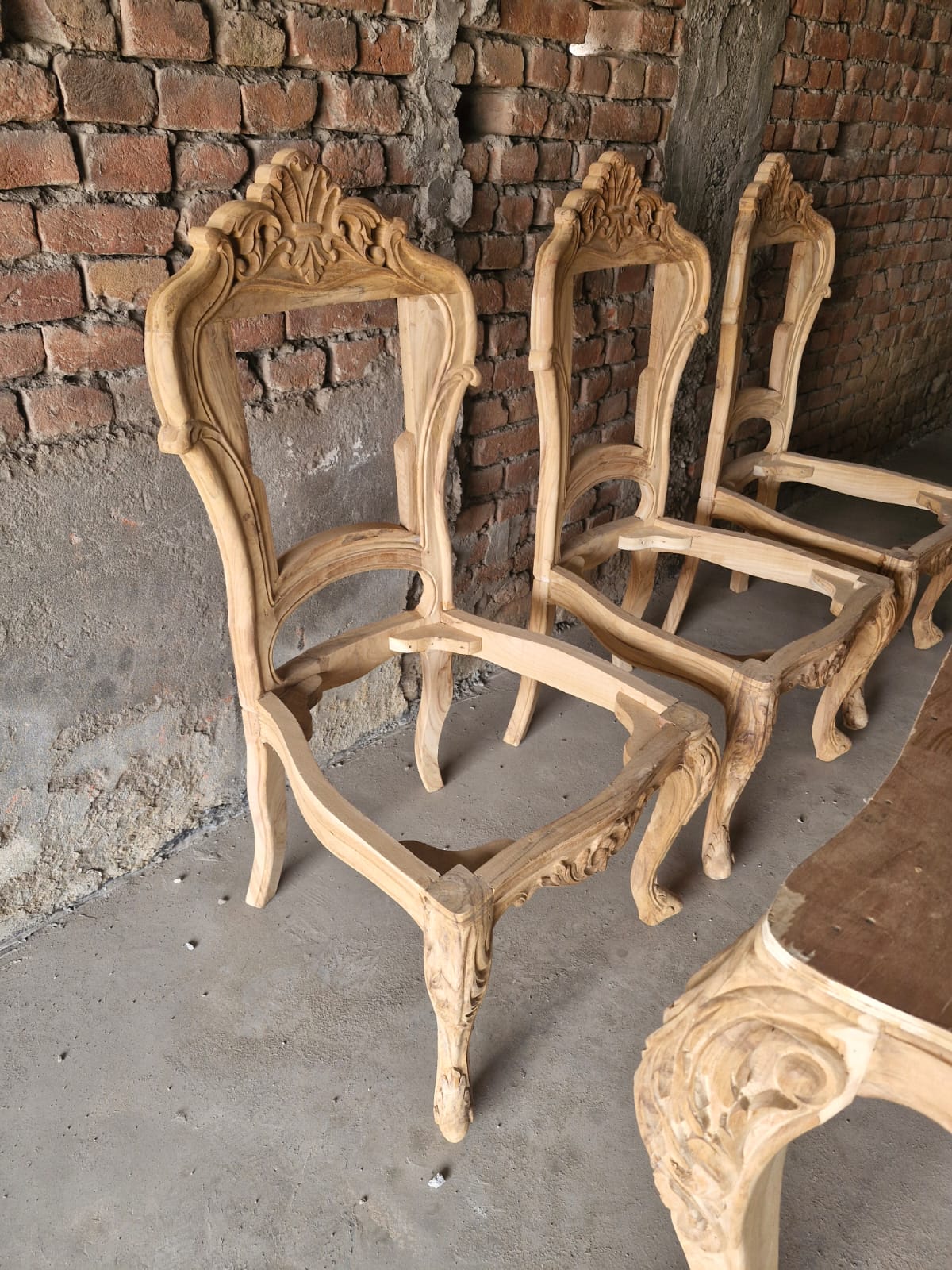 Ornate Louis XV Teak Dining Set -Hand Carved Rococo Table &amp; 6 Upholstered Chairs photo 10
