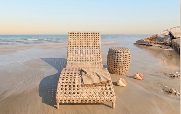Wicker Beach Chair and Side Table Set | Bespoke Outdoor Lounger Furniture photo 6