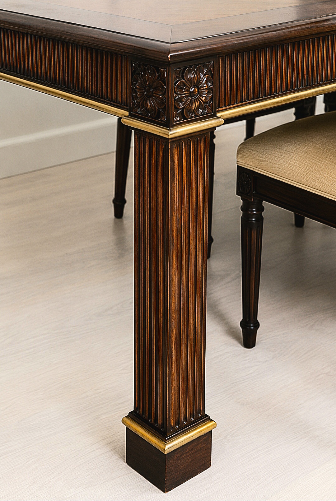 Hand-Carved Teak Wood Dining Table Set, Luxury Solid Wood Furniture, Custom Seating Options photo 6