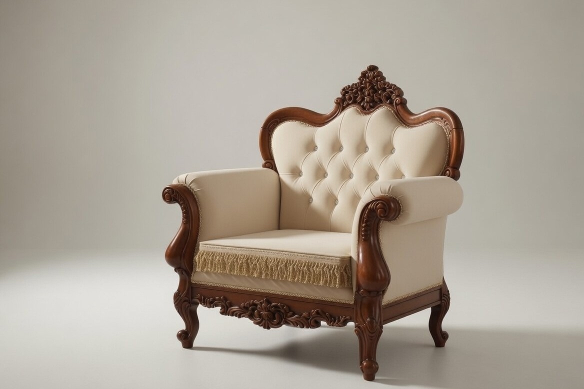 Luxury Handmade Teak Wood Sofa Set | Antique Rococo Vintage Furniture photo 6