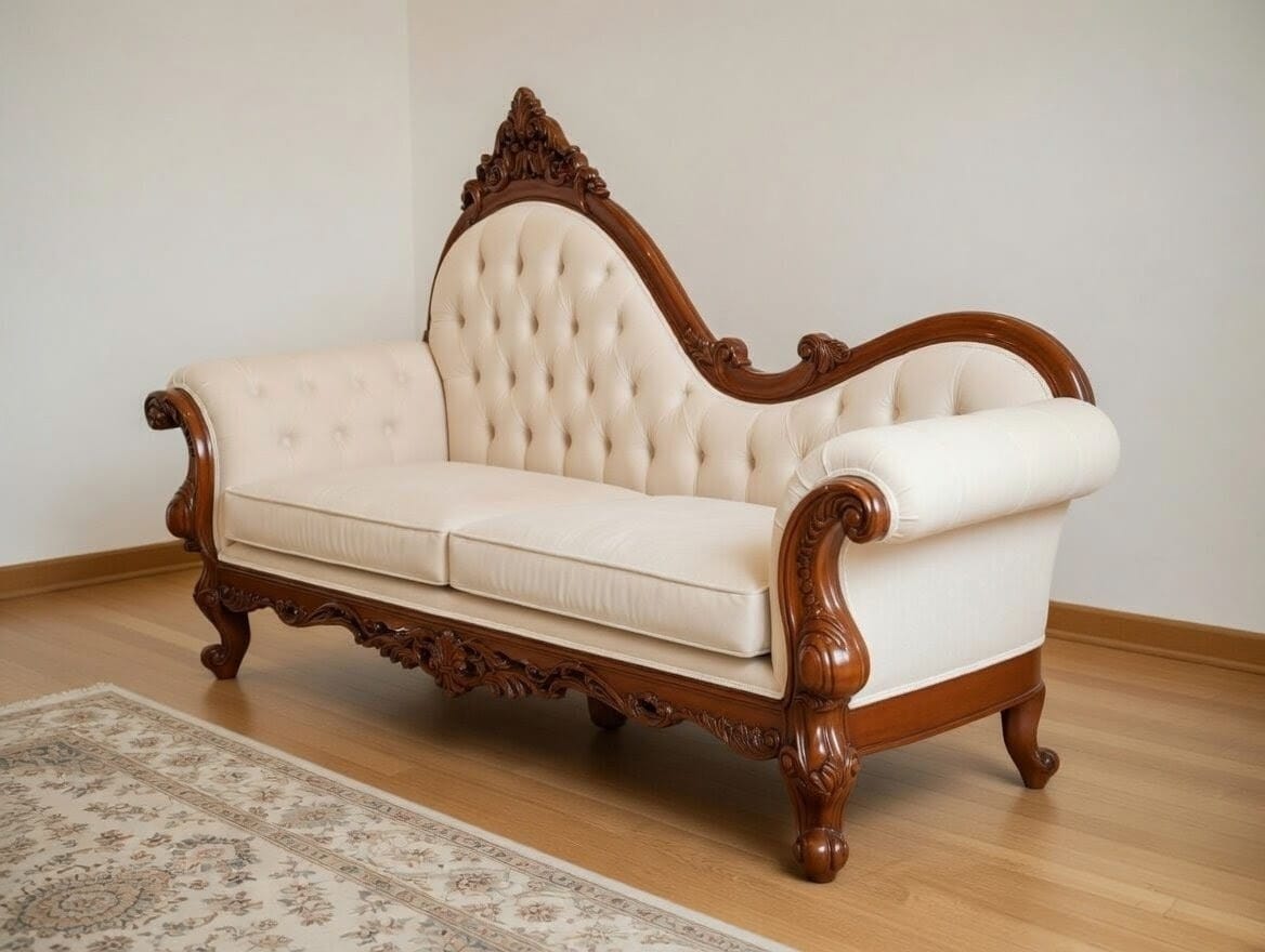 Luxury Antique Rococo Sofa Set | Handmade Solid Teak Wood Couch | Vintage Living Room Furniture