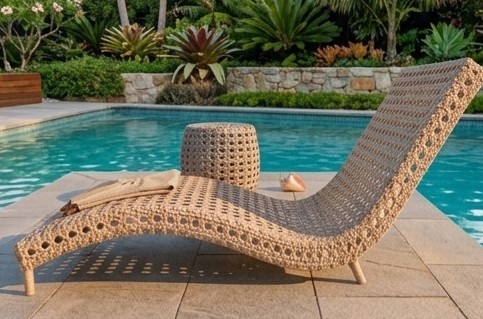 Wicker Beach Chair and Side Table Set | Bespoke Outdoor Lounger Furniture photo 8