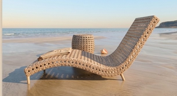 Wicker Beach Chair and Side Table Set | Bespoke Outdoor Lounger Furniture — handmade handcrafted