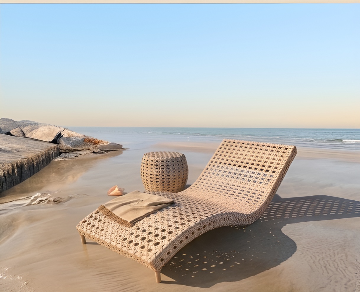 Wicker Beach Chair and Side Table Set | Bespoke Outdoor Lounger Furniture photo 7