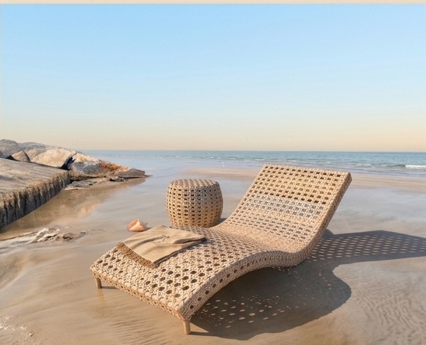 Wicker Beach Chair and Side Table Set | Bespoke Outdoor Lounger Furniture photo 4
